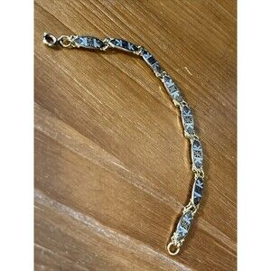 Vintage Spanish Damascene Enamel Gold-tone Bracelet 1960s 7 “